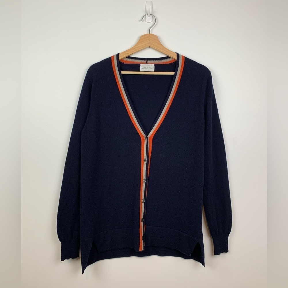 Maus & Hoffman Cashmere Cardigan Navy Blue Buttons Scotland Medium Quiet Luxury